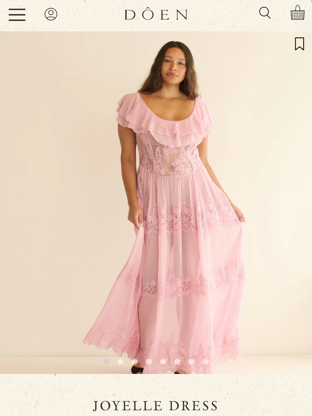 Doen Joyelle Lace-Trim Maxi Dress in Pink